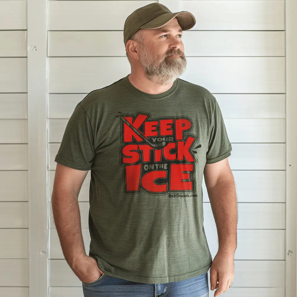 Keep Your Stick on the Ice T-Shirt Red Green1