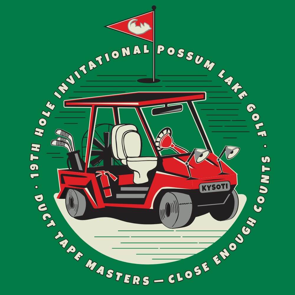 Possum Lake Golf | Close Enough Counts T-Shirt | Red Green
