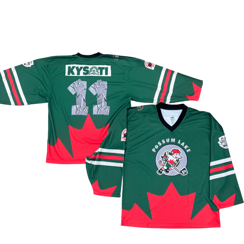 Red Green Possum Lake Hockey Jersey Front and Back