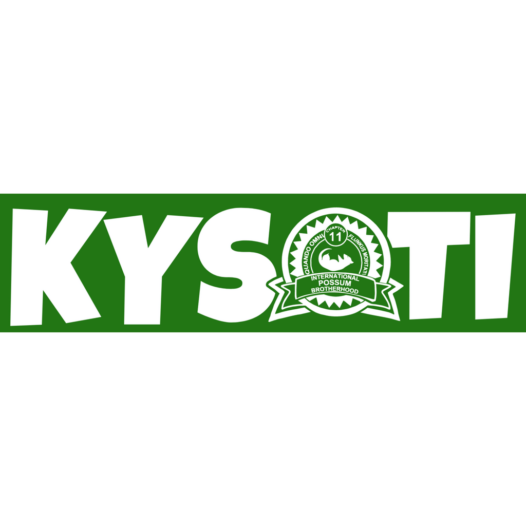 KYSOTI Keep Your Stick on the Ice Kelly Green Bumper Sticker with Possum Lodge Crest
