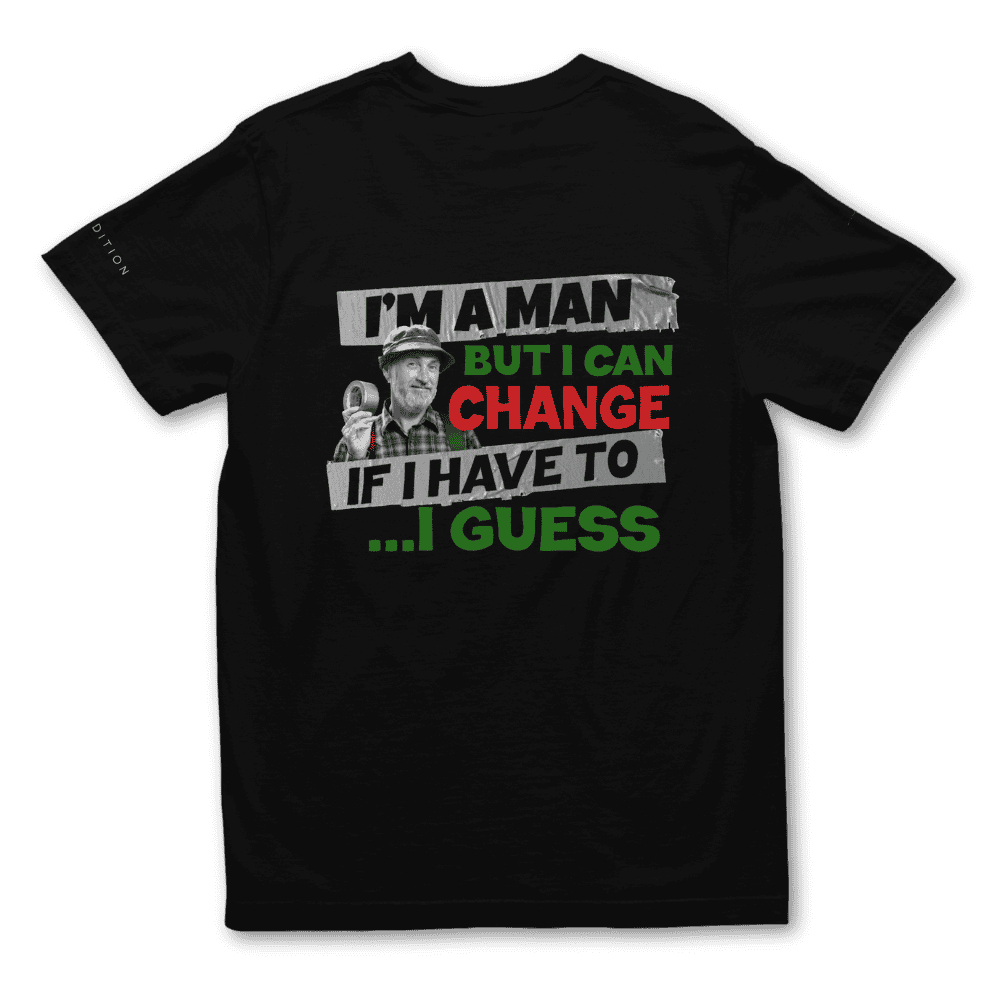 Possum Lodge Crest on the front of Man's Prayer 80th Birthday Edition Black T-Shirt 