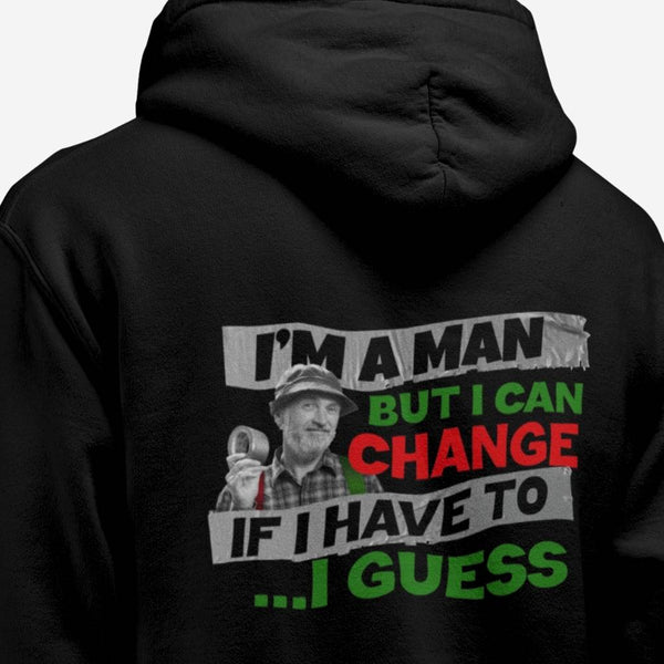 Closeup of Back of Man's Prayer Pullover Hoodie