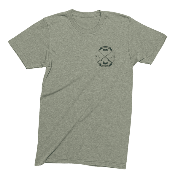 Pulling For You Angler T-Shirt Front View with Possum Lodge Fishing Crest on Left Chest