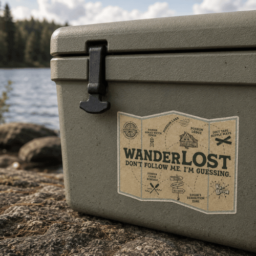 WanderLOST Sticker Lakeside On Cooler Possum Lodge Map Red Green Show