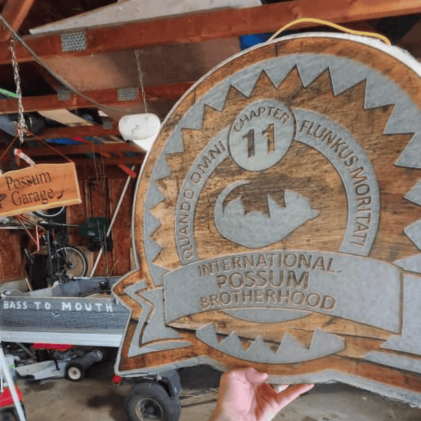 @shawn_r_fishing Possum Lodge Crest Large Wall Decal on DIY sign